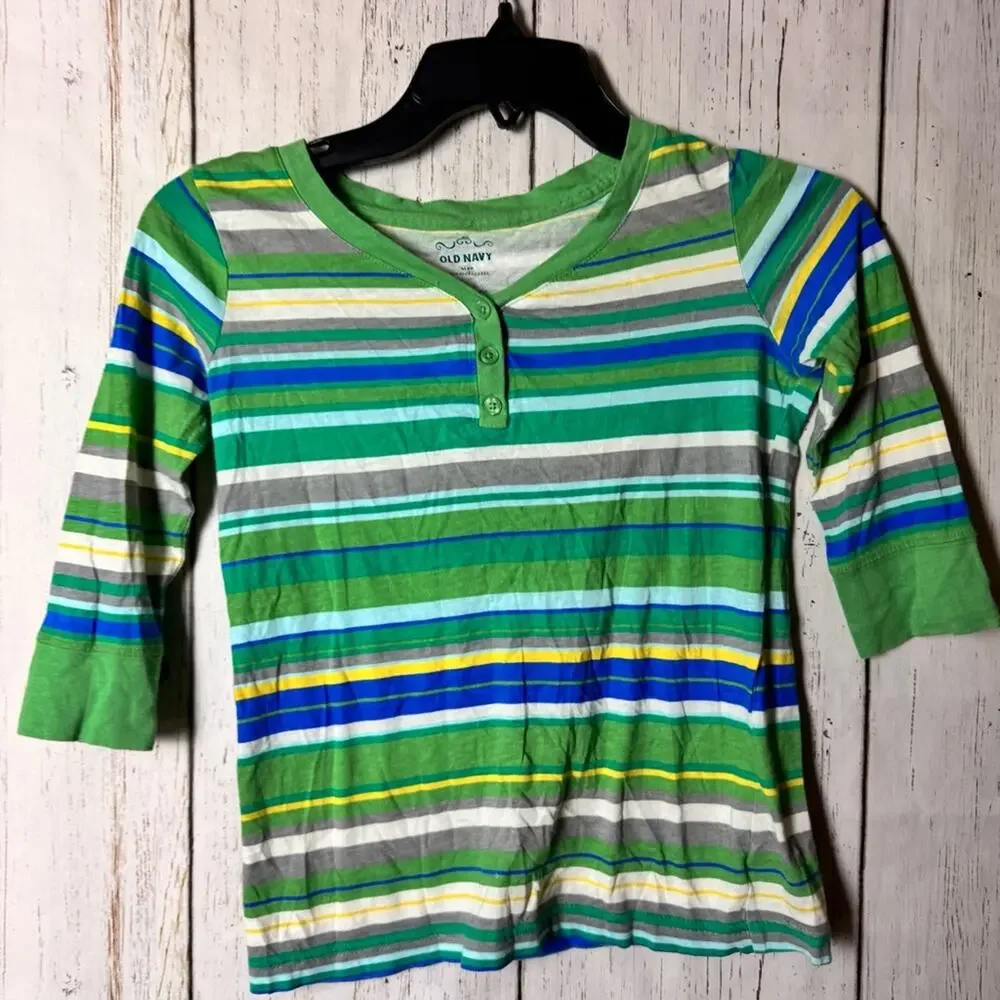 Old Navy Girls Multicolor Striped Henley Sz M